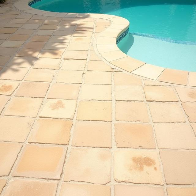Poolside pavers after cleaning in Indooroopilly