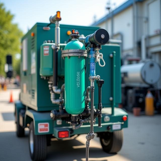 Water recycling equipment in use