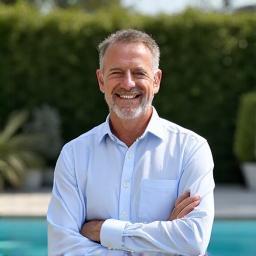 Michael beside pool area